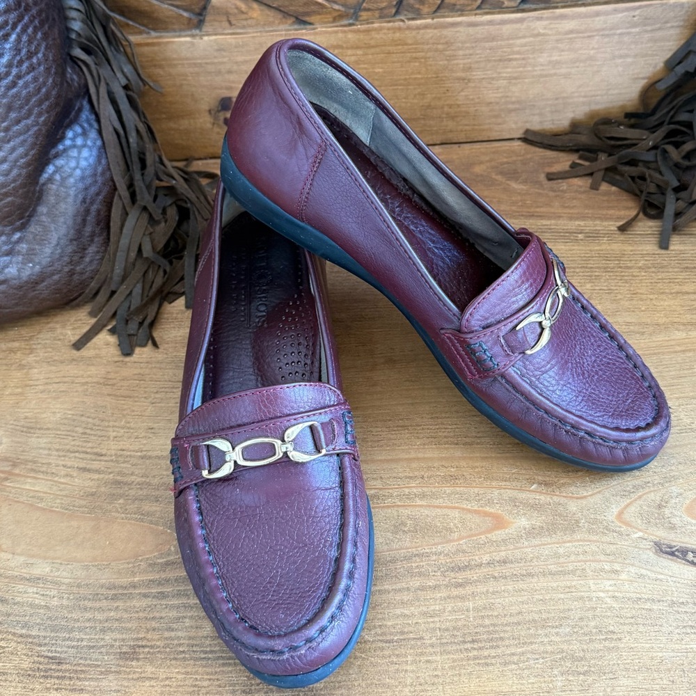 EUC Soft Spots Burgundy Slip-On Loafers Size 9